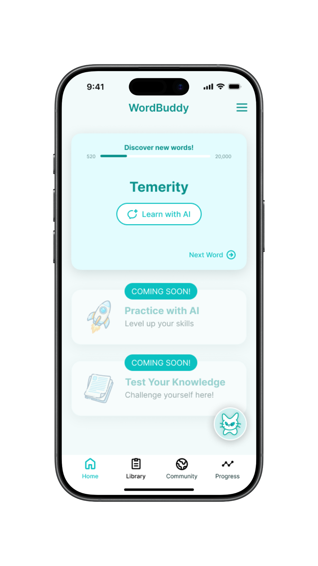 WordBuddy home screen